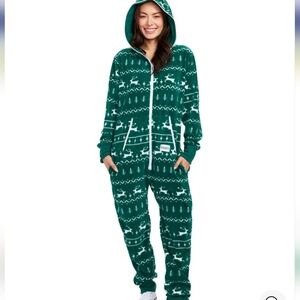 Tipsy Elves Festive Fair Isle Hooded Christmas Onesie Unisex